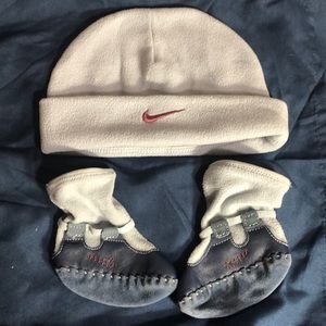 Nike infant warm hat and Nike baby sneakers socks set